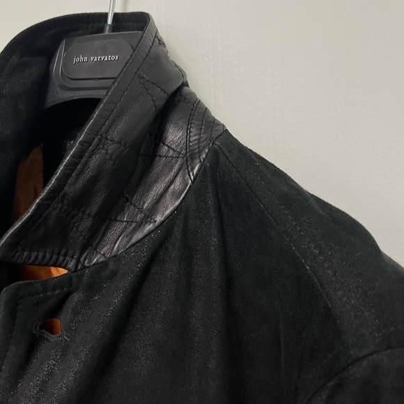 John Varvatos Suede Leather Trench Coat. Size small - Picture 5 of 10